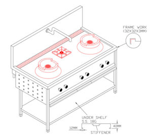 2+1 CHINESE GAS RANGE with Backsplash