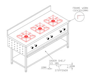 Three Burner Indian Gas Range