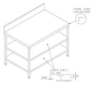 SS Worktable with two undershelves